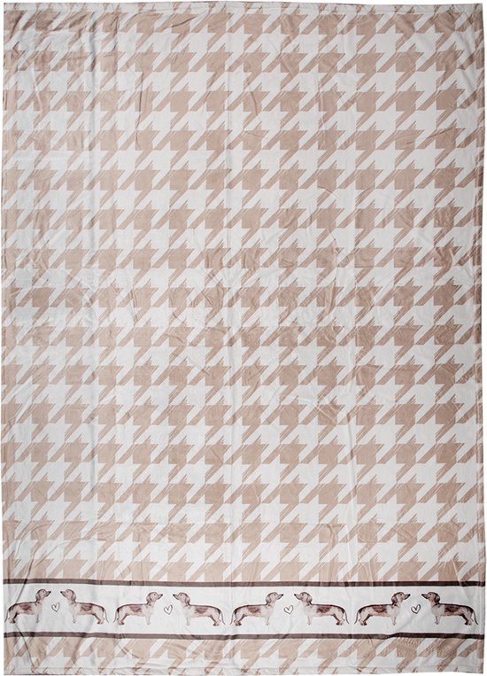 Clayre & Eef Plaid 130x170 cm Bruin Wit Polyester Teckels Deken