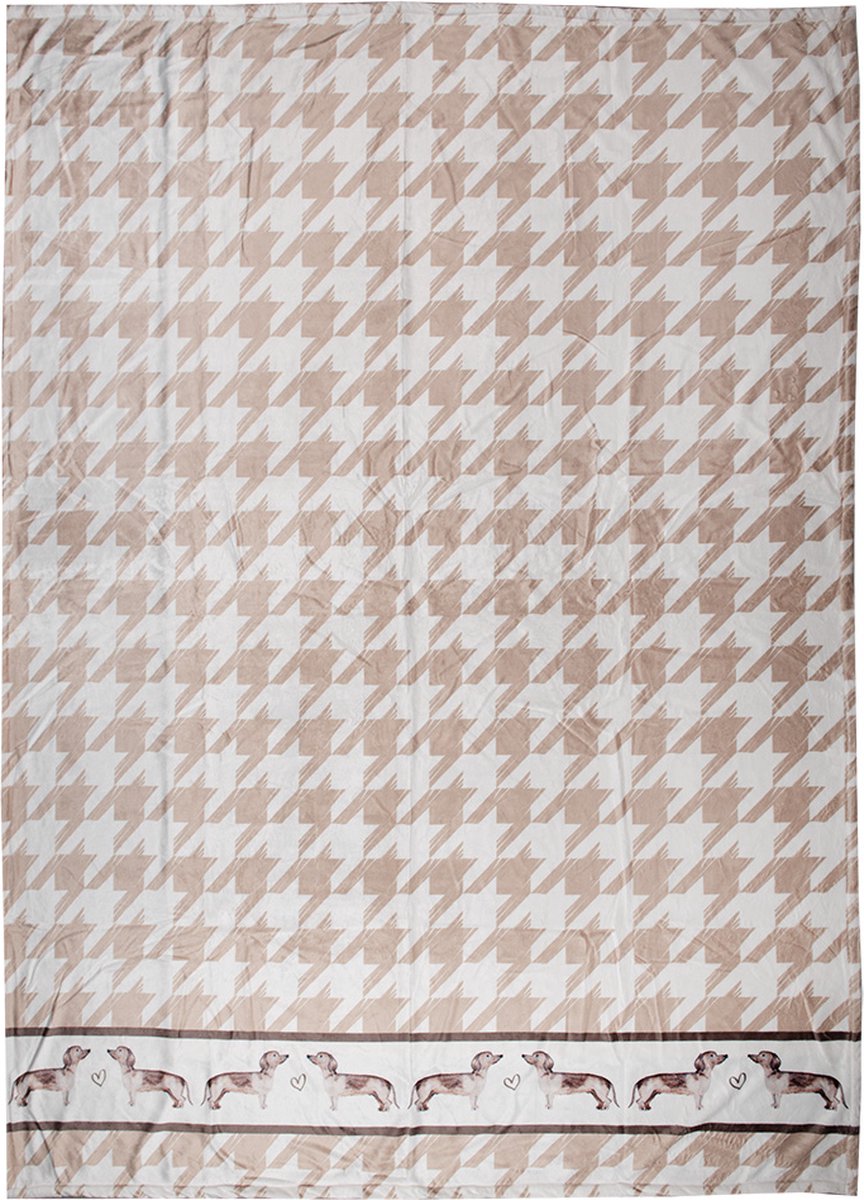 Clayre & Eef Plaid 130x170 cm Bruin Wit Polyester Teckels