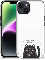 Mobiel TPU Hard Case Geschikt voor iPhone 15 Telefoon Hoesje met Zwarte rand Cat Good Day