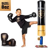 Guerilla Sports – Staande Bokszak "YOUNG KING"– Inclusief bokshandschoenen - Kickbokszak met stevige voet in hoogwaardige kwaliteit en leren bokshandschoenen (8oz) – Kids – Boksbal kind