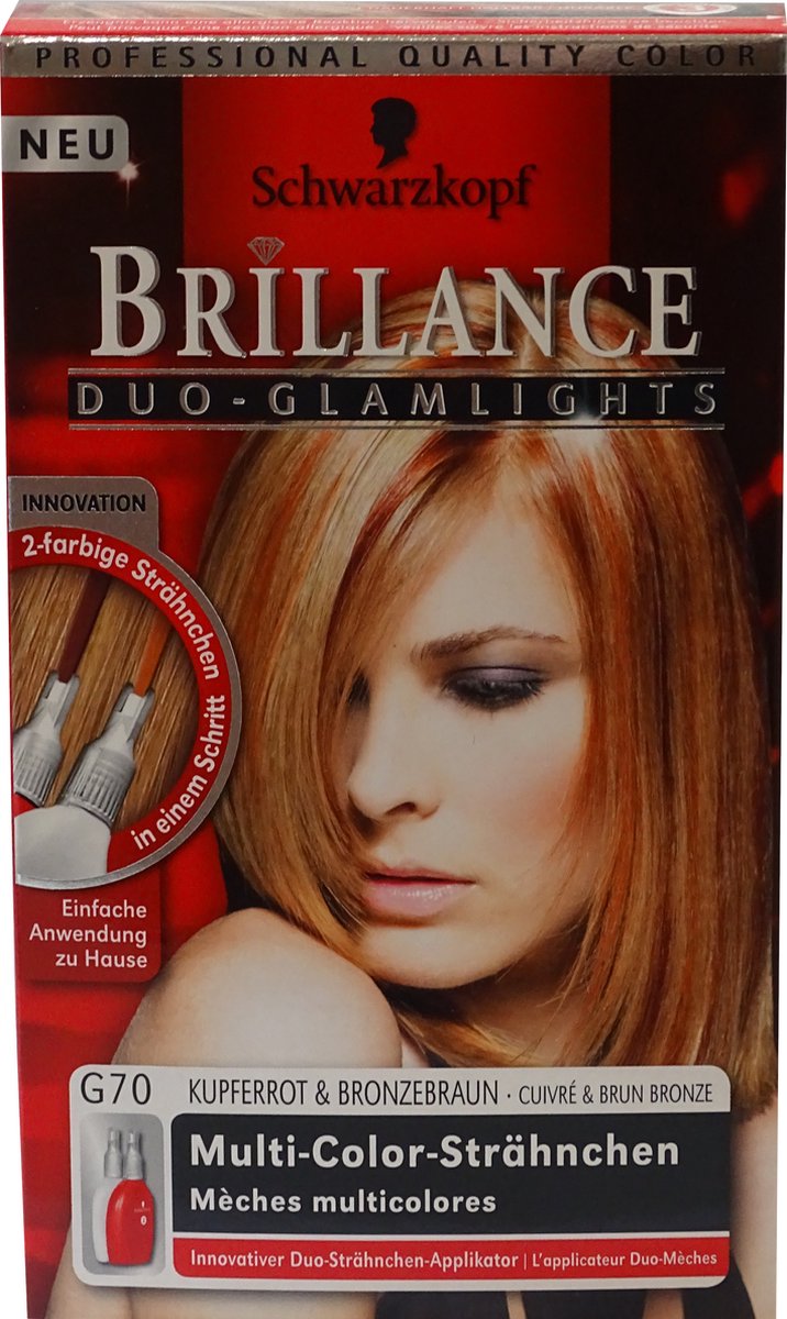 Schwarzkopf Brillance Duo Glamlights G70 Koperrood & Bronsbruin haarverf
