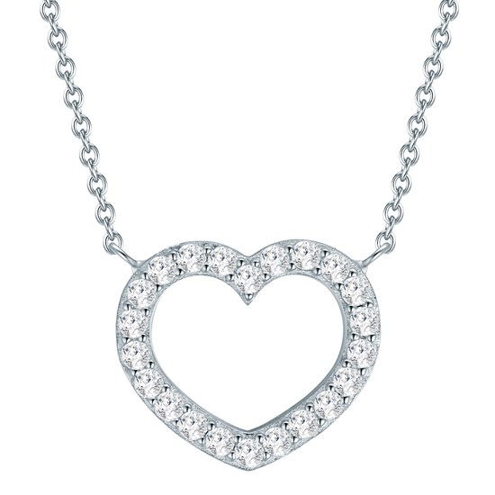 DEPHINI Passion parelketting, hartvormige halsketting, zirkonia, 925