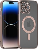 Coverzs telefoonhoesje geschikt voor Apple iPhone 14 Pro Magneet hoesje met camera cover - magnetisch hoesje - roze