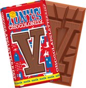 Tony's Chocolonely Chocolade Letter V - Melkchocolade Reep - Schoencadeautje Sint - Fairtrade Belgische Chocolade - 180 Gram