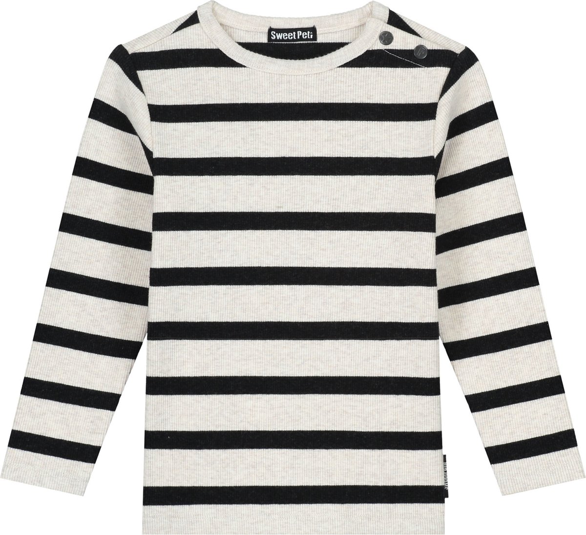 Sweet Petit baby shirt Sepp - Jongens Kleding - Soft Ecru Melange - Maat 56