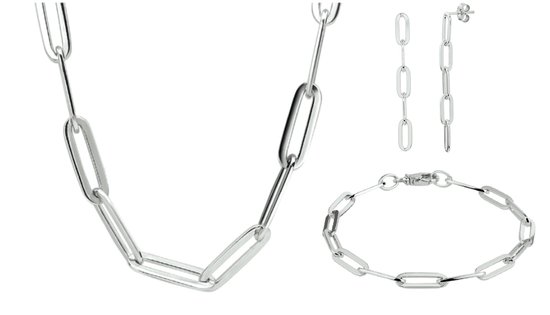 Zilveren halsketting en oorbellen met stass stenen - Huwelijks Accessoires