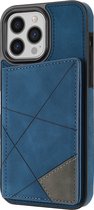 Hoesje geschikt voor iPhone 15 Pro Max - Backcover - Pasjeshouder - Portemonnee - Camerabescherming - Stijlvol patroon - TPU - Blauw