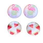 Clip oorbellen-2 paar-Flamingo-Meloen-geen gaatje-Charme Bijoux