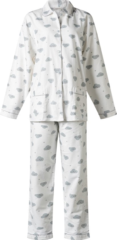Dames pyjama flanel van Lunatex 641512 off-white maat XXL