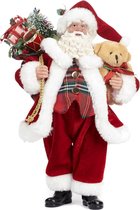 Goodwill Kerstman-Kerstpop Santa Claus met Pakjes-Beer Rood-Wit H 28 cm