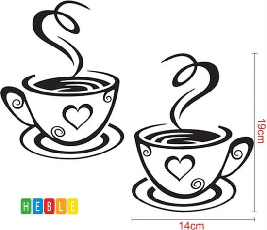 Heble® - "Warme Koffie - Muursticker voor Keuken/Koelkast Decoratie"
