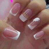 Press On Nails - Nep Nagels - Roze - Wit - Short Oval - Manicure - Plak Nagels - Kunstnagels nailart - Zelfklevend - 22