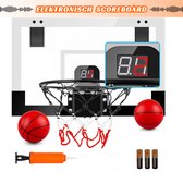 SlamKing Mini Hoop - Basketbalring - Basketbal - LED Elektronische Teller Met Geluid - Basket - Over De Deur - Incl. 2 Ballen & Pomp