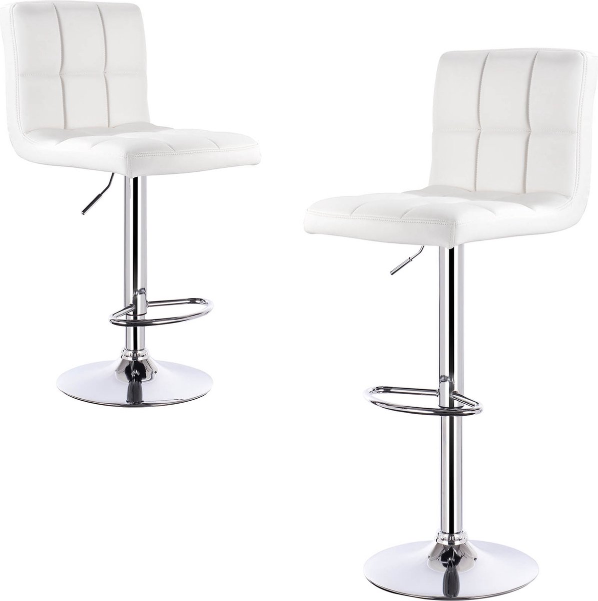 Dripio Barkruk Aldwin - Met hoge rugleuning - Barstoelen ergonomisch - Zithoogte 60 - 82cm - Wit - Set van 1 - Keuken en bar