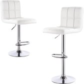 Barkruk Aldwin - Met hoge rugleuning - Barstoelen ergonomisch - Zithoogte 60 - 82cm - Wit - Set van 1 - Keuken en bar