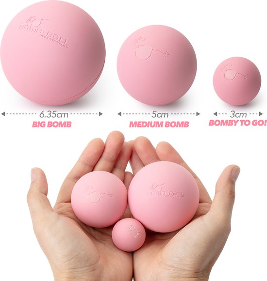 Ultimate Relief® - Bomb-Ball Pink - Massage bal - Lacrosse bal - Massage roller voor Zelfmassage, Fascia training + Triggerpoint therapie