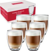 Procidi® Dubbelwandige Glazen - Theeglazen - 350 ml - 6 stuks - Latte Macchiato / Cappucino - Koffieglazen Dubbelwandig - Koffietassen - Vaatwasserbestendig