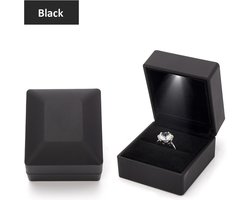 WiseGoods Luxe Verlovingsring Doosje Met Licht - Ringdoosje Huwelijk - Sieradendoosje - Sieradendoos Ring - Ringen Houder Zwart