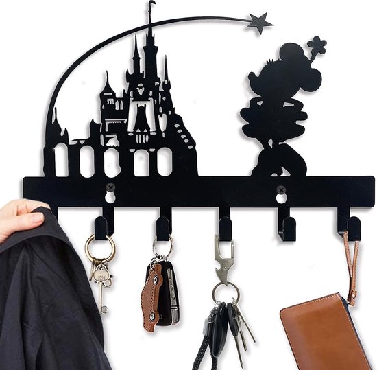 Porte-clés pour mur noir avec 6 crochets robustes décoration de la maison  utilisation