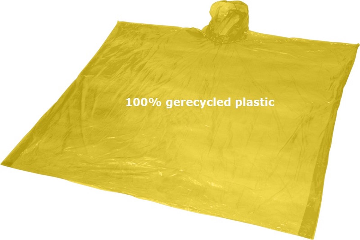 300 stuks ponchos - 100% gerecycled kunststof - Geel Transparant