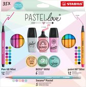 Stabilo Schrijfset Pastel Love 35 st. Multicolour
