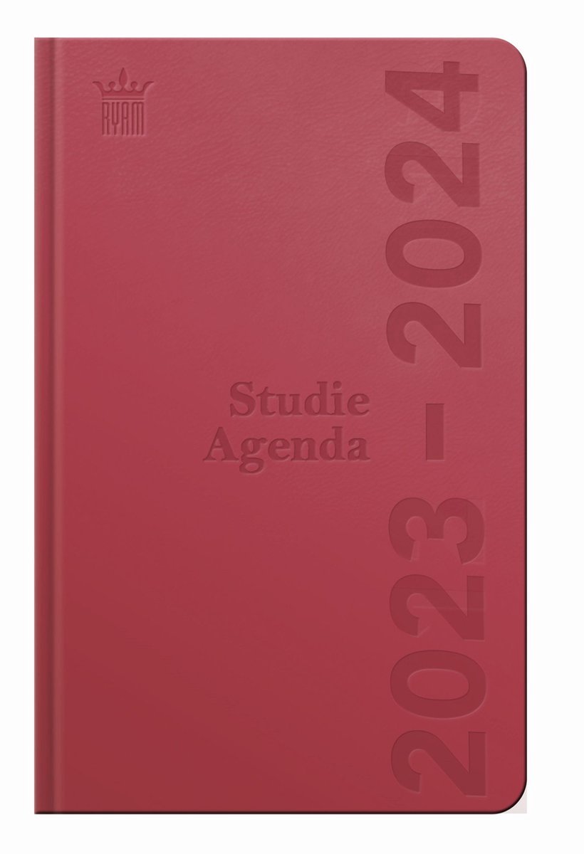 Ryam Schoolagenda de Luxe Rood - Schooljaar 2023-2024 - Studie Agenda (12cm x 19cm)