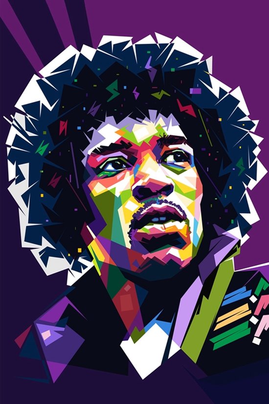 Jimi Hendrix Poster | Along The Watchtower | Muziekposter | Pop Art | Wpap | Wanddecoratie | Muurposter | 61x91cm | Geschikt om in te lijsten