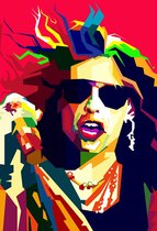 Steven Tyler Poster | Aerosmith | Dream on | Rood | Muziekposter | Wanddecoratie | Muurposter | 51x71cm | Geschikt om in te lijsten
