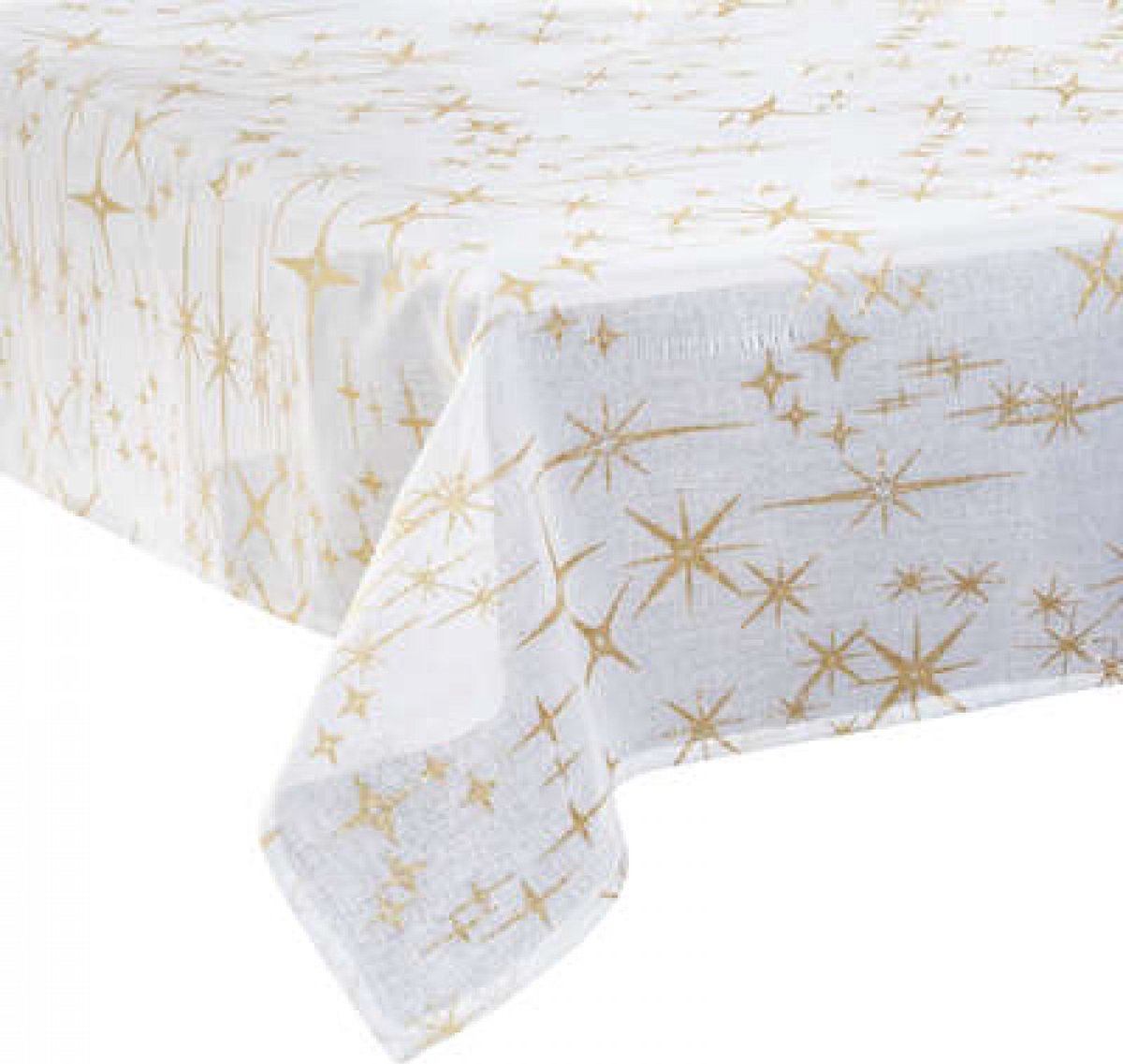 Luxe Kerst Tafelkleed - Polyester - Afneembaar - 140 x 240 - Room Wit met Gouden Sterren