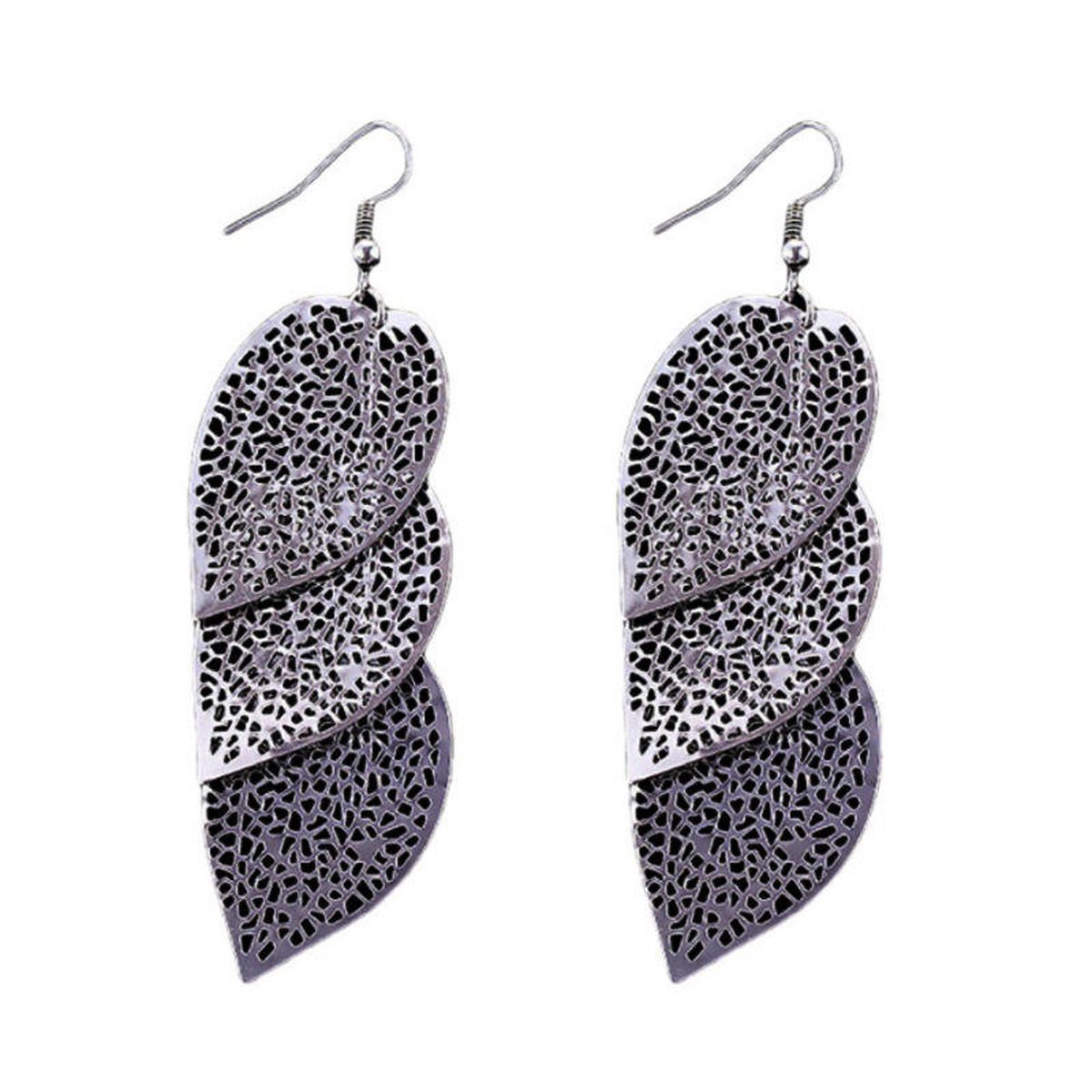 Lumici® | Leaf Earrings - Blad - Natuur - Bos - Blaadje - Boom - Tak - Bladeren - Bomen - Tree - Oorbellen - Oorknopje - Trendy - Geschenk - Cadeau Voor Vrouwen - Valentijn - Liefde - Verrassing Familie - Zilver - Goud / Zilver