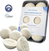 ANATURES Wollen XL Droogballen 6 stuks in opbergmand – Herbruikbare Drogerballen Wasdroger – Nieuw Zeelands RWS Schaapswol - Wasdrogerballen Duurzaam – Natuurlijke Wasverzachter