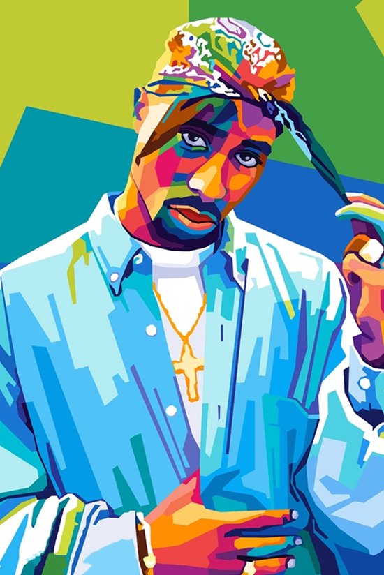 Tupac Shakur Poster | 2pac Poster | Groen | Rap Poster | Muziekposter | Wanddecoratie | Muurposter | 61x91cm | Geschikt om in te lijsten