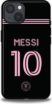 Messi Inter Miami hoesje iPhone 13 backcover softcase zwart roze
