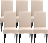 Stoelhoezen, set van 6 stretch, stoelhoezen voor eetkamerstoelen, schommelstoel, stretch stoelhoezen, afneembaar, wasbaar, universeel, voor stoel, eetkamer, kantoor, banket, hotel (beige)