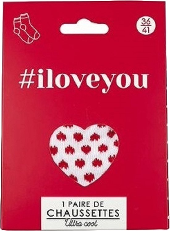 Chaussettes femme - parfaites pour un cadeau - Chaussettes femme stylées - 36/41 - Rouge - Avec texte "je t'aime"