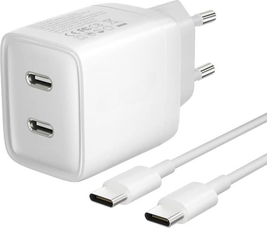 Chargeur certifié iPhone 15 + câble USB C - 1 mètre - Dual USB-C
