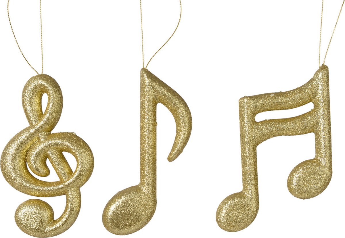 Foam muzieknoten glitter l.goud a3 hangdeco Decoris