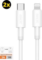 USB C naar iPhone Oplad kabel 3 meter | 3meter iPhone USB-C Kabel | USB C lightning kabel - Wit – Premium Oplaadset (2-pack)