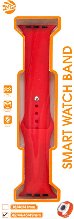 smartwatch bandje Silicoon voor watch bandje - Rood - Geschikt Voor 42 / 44 / 49mm - Smartwatch Siliconen Bandje