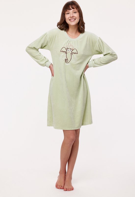 Woody robe de nuit velours filles/femmes - vert pastel - mammouth - 232-10-NIL- V/704 - taille S