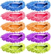 10 stuks (5 paar) schoenenmop, schoonmaakmop pantoffels, vloermop luie pantoffels pantoffels, dweilsokken, microvezel stofreinigingsschoenen, gemakkelijk voor huisvloer stof vuil haarreiniging, 5 kleuren