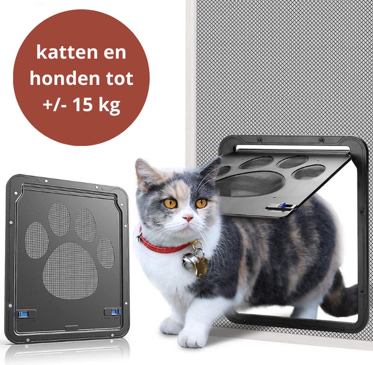 Kattenluik voor Hordeur (29 x 24cm) - Hondenluik Hordeur - Binnendeur - Merkloos