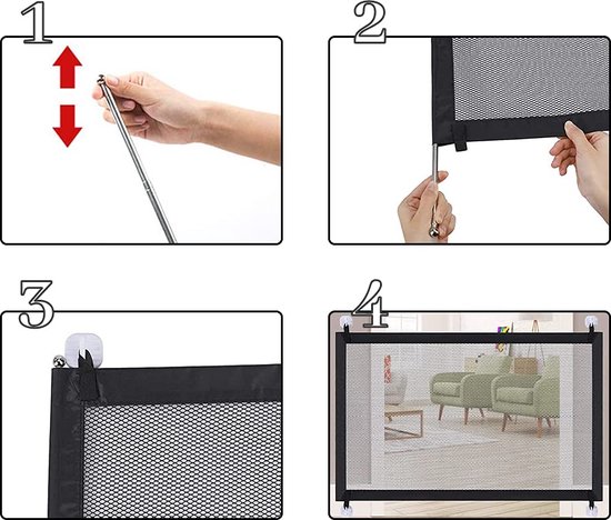 Deurveiligheidshek zonder boren 110 x 79 cm traphekje hondenbarrière zonder boren