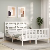 The Living Store Bed The Living Store Massief Grenenhouten Bedframe - 195.5 x 145.5 x 100 cm - Wit