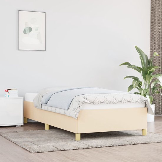 The Living Store Bedframe - Comfort - Bedden - 193 x 93 x 35 cm - Crème