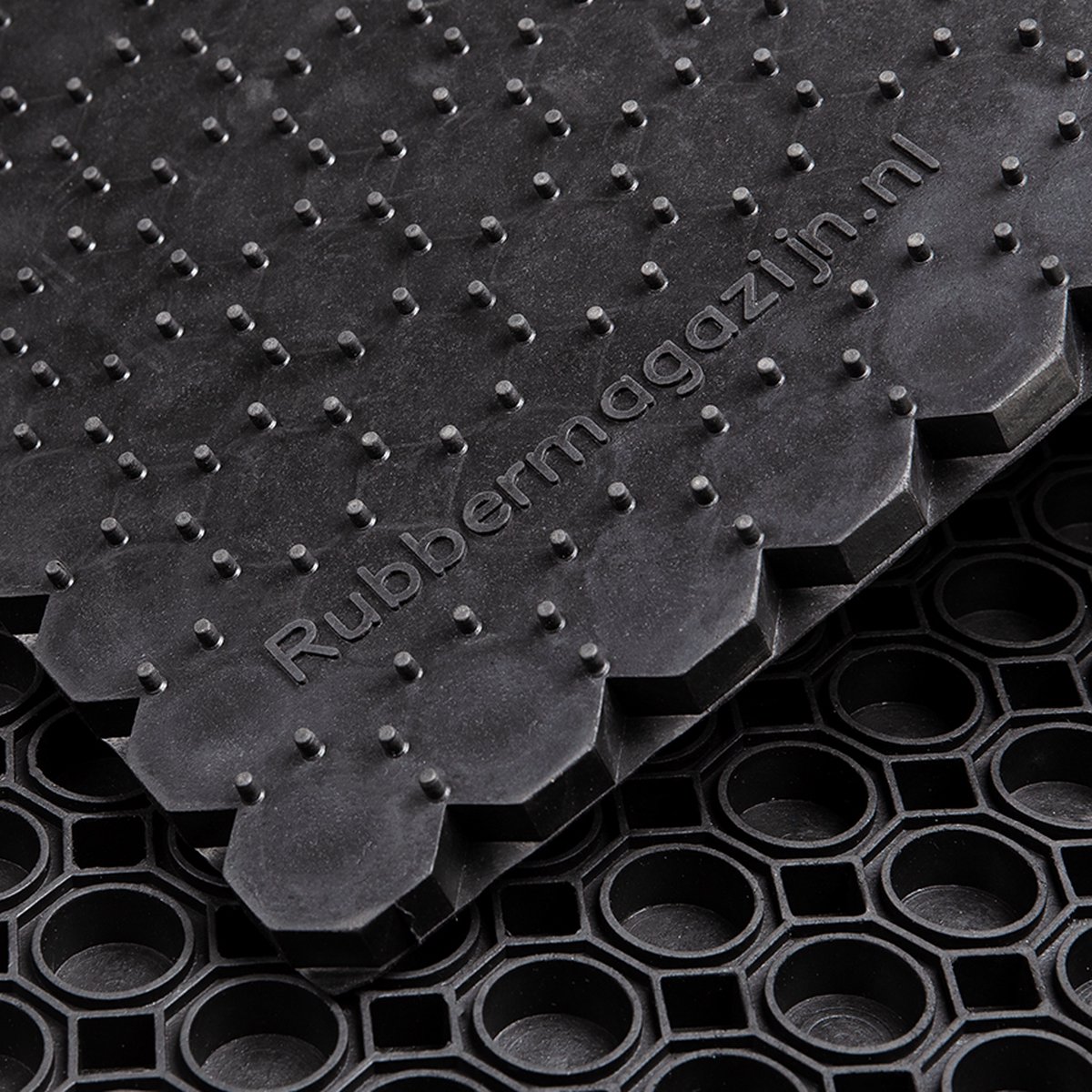 Rubbermat - Rubber Ringmat met Gesloten bodem - Heavy Duty - 100x100x2,2cm - werkplaatsmat