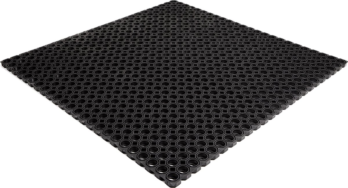 Rubbermat - Rubber Ringmat met Open bodem - Heavy Duty - 100x100x2,2cm - werkplaatsmat