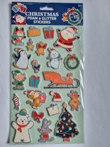 Christmas Foam & Glitterstickers, Kerstmis stickers, diverse kerstafbeeldingen, 22 per set, goedkoop kerstcadeautje