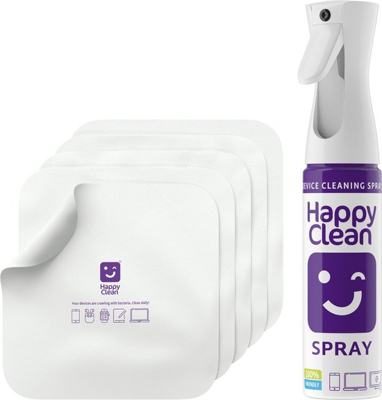 Foto: Happy clean screen cleaner 300 ml 5 microvezeldoekjes 30x30 cm schermreiniger schoonmaakset voor alle beeldschermen en devices