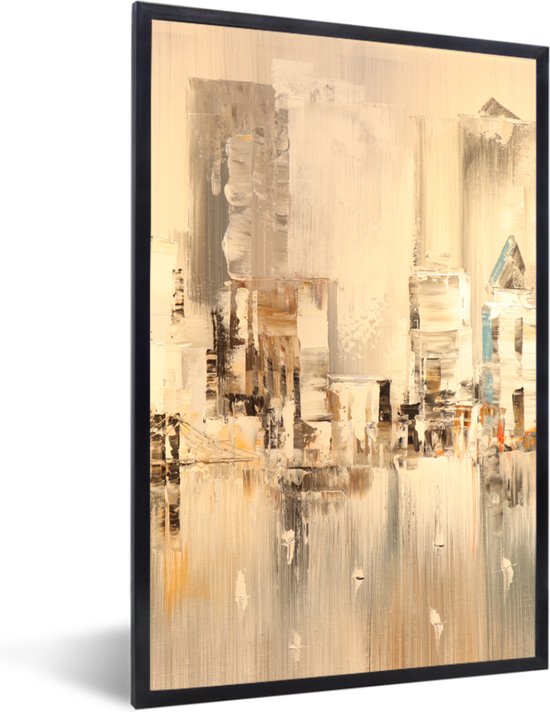 Fotolijst incl. Poster - Schilderij - Olieverf - Abstract - Skyline - 60x90 cm - Posterlijst